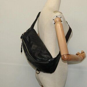 GUCCI GG Canvas Guccissima WebSherry Line Bag Leather Black Silver Auth 120410